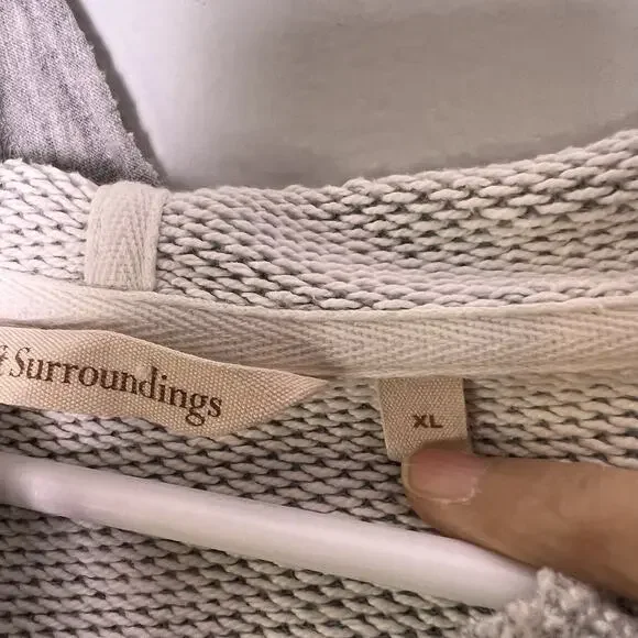 Soft Surroundings Womens Pullover Hoodie Sz XL Gray Pique Knit - Picture 12 of 16